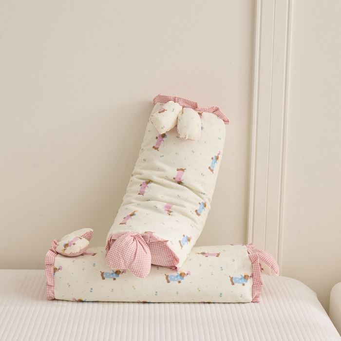 91家纺网 家纺一手货源 找家纺 佳合枕芯 2025新款纯棉小清新兔耳朵荞麦枕头枕芯 腊肠狗-粉 30*48cm一只