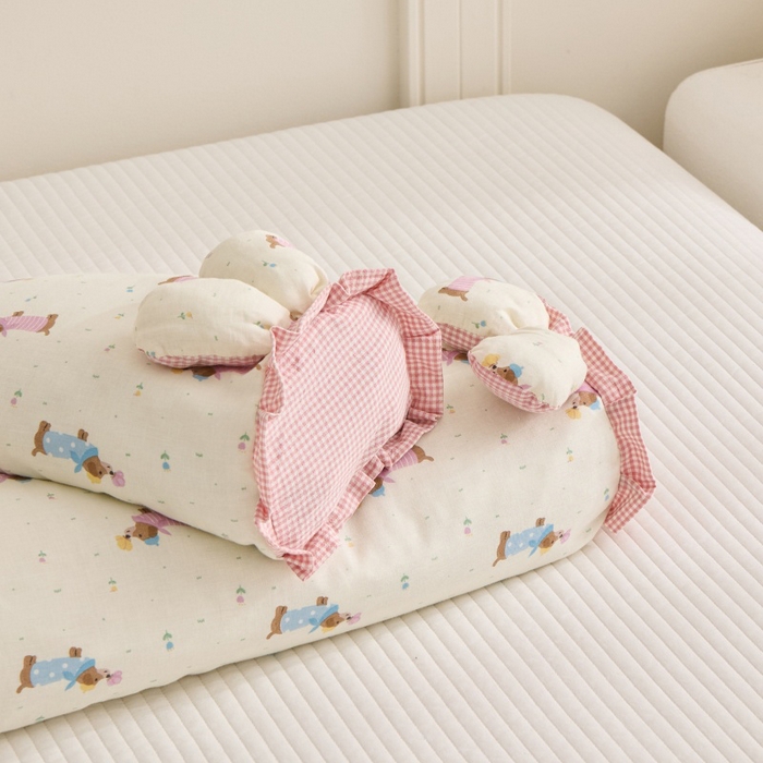 91家纺网 家纺一手货源 找家纺 佳合枕芯 2025新款纯棉小清新兔耳朵荞麦枕头枕芯 腊肠狗-粉 30*48cm一只