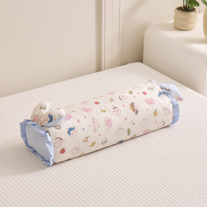 91家纺网 家纺一手货源 找家纺 佳合枕芯 2025新款纯棉小清新兔耳朵荞麦枕头枕芯 呆呆蓝 30*48cm一对