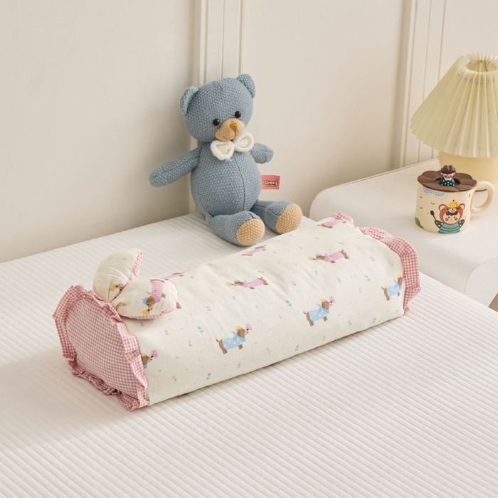 佳合枕芯 2025新款纯棉小清新兔耳朵荞麦枕头枕芯 腊肠狗-粉 30*48cm一对