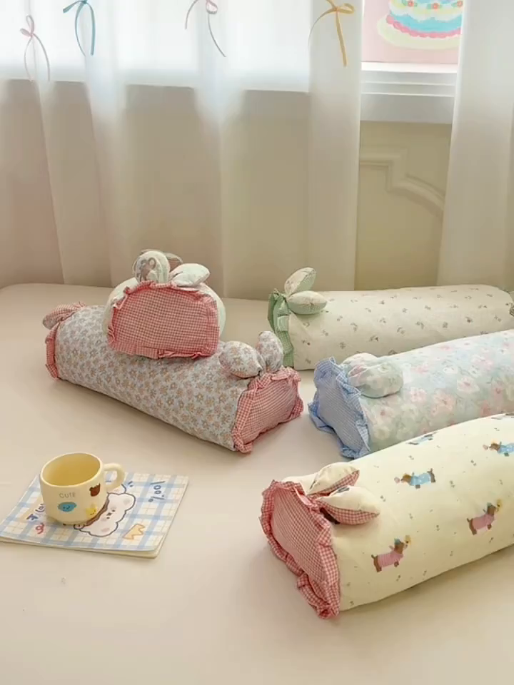 91家纺网 家纺一手货源 找家纺 （总）佳合枕芯 2025新款纯棉小清新兔耳朵荞麦枕头枕芯