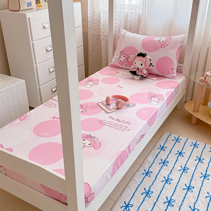 91家纺网 家纺一手货源 找家纺 沐辰 2025新款全棉纯棉三丽鸥学生季系列单床单单品床单单件床单 点点美乐蒂