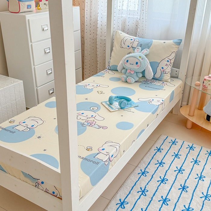 91家纺网 家纺一手货源 找家纺 沐辰 2025新款全棉纯棉三丽鸥学生季系列单床单单品床单单件床单 点点云朵狗