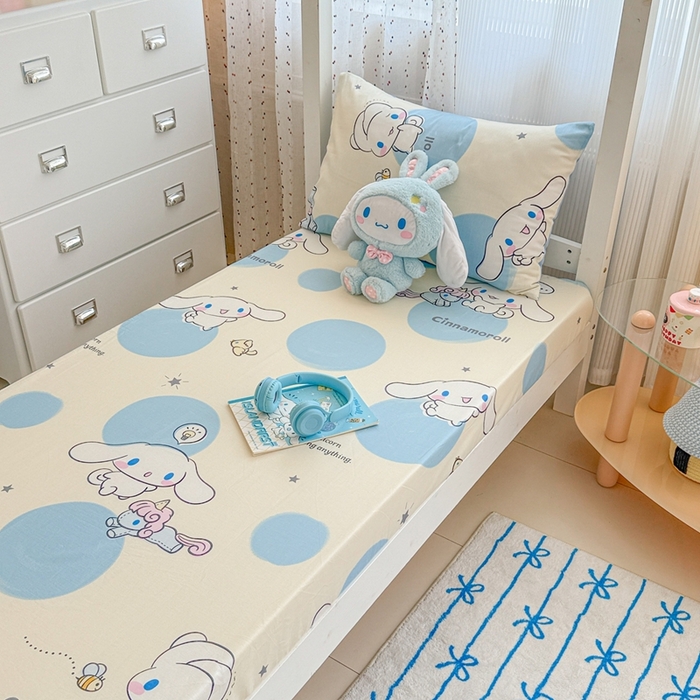 91家纺网 家纺一手货源 找家纺 沐辰 2025新款全棉纯棉三丽鸥学生季系列单床单单品床单单件床单 点点云朵狗