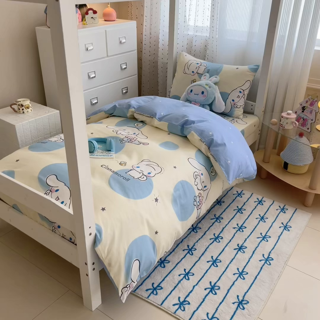 91家纺网 家纺一手货源 找家纺 沐辰 2025新款全棉纯棉三丽鸥学生季系列单床单单品床单单件床单 点点云朵狗