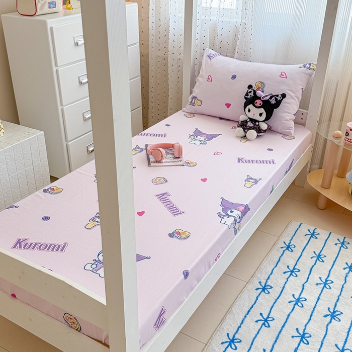 91家纺网 家纺一手货源 找家纺 沐辰 2025新款全棉纯棉三丽鸥学生季系列单床单单品床单单件床单 葡萄库洛米