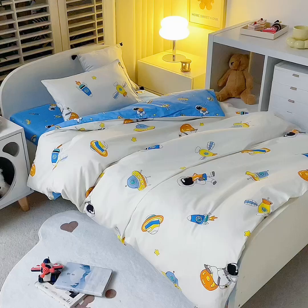 91家纺网 家纺一手货源 找家纺 （总）吉咪兔家纺 2025新款全棉纯棉幼儿园三件套儿童被褥六件套宝宝午睡入园婴儿床床上用品