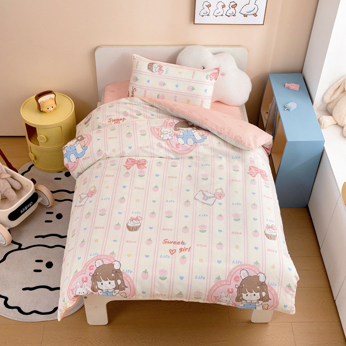 91家纺网 家纺一手货源 找家纺 （总）吉咪兔家纺 2025新款全棉纯棉幼儿园三件套儿童被褥六件套宝宝午睡入园婴儿床床上用品