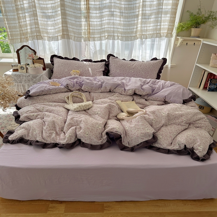 91家纺网 家纺一手货源 找家纺 （总）顾里家纺 2025新款韩系花边皱皱纱四件套