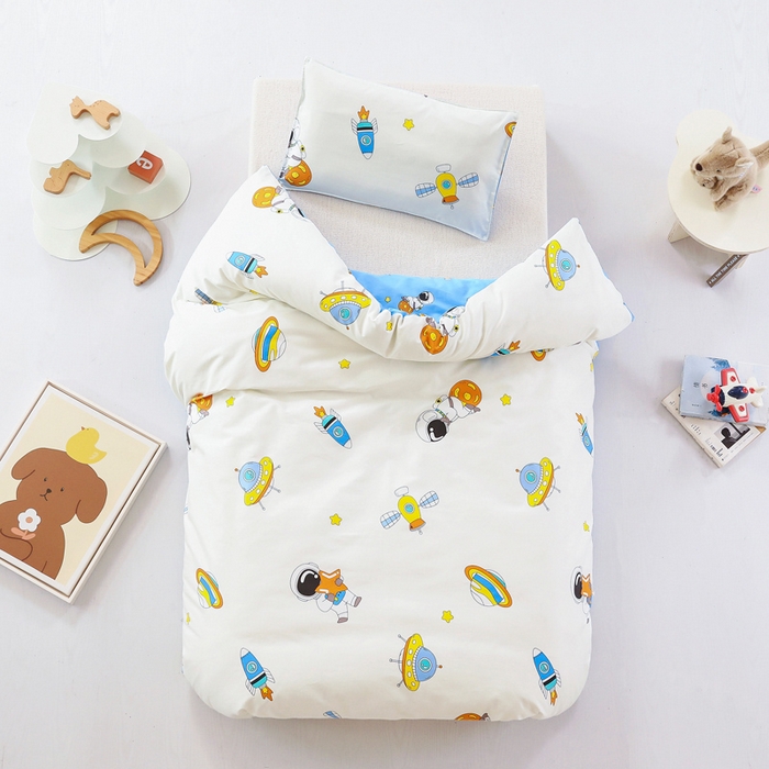 91家纺网 家纺一手货源 找家纺 吉咪兔家纺 2025新款全棉纯棉幼儿园三件套儿童被褥六件套宝宝午睡入园婴儿床床上用品 遨游太空