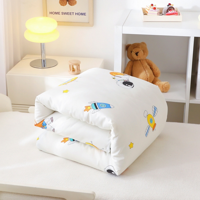 91家纺网 家纺一手货源 找家纺 吉咪兔家纺 2025新款全棉纯棉幼儿园三件套儿童被褥六件套宝宝午睡入园婴儿床床上用品 遨游太空