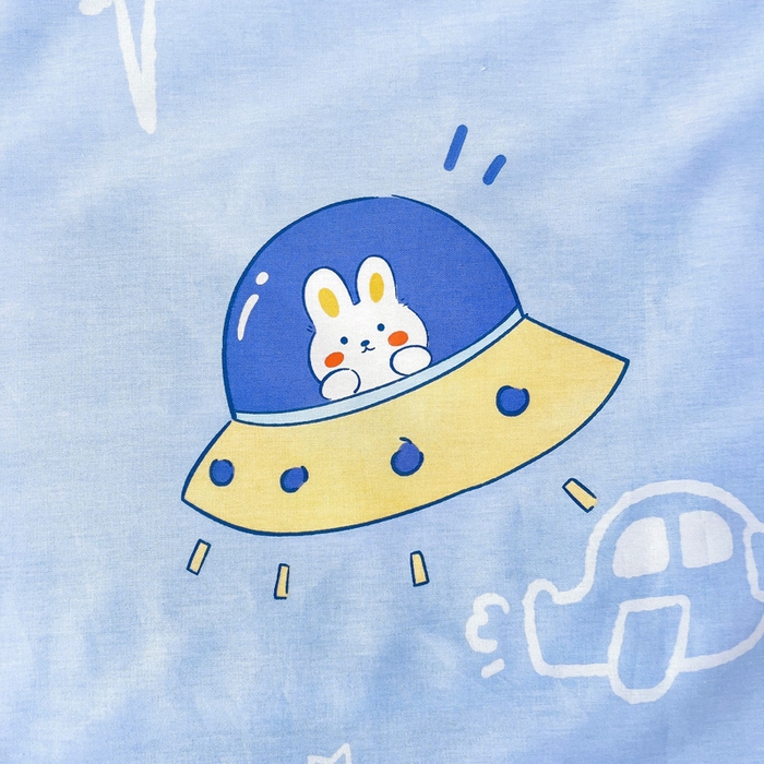 91家纺网 家纺一手货源 找家纺 吉咪兔家纺 2025新款全棉纯棉幼儿园三件套儿童被褥六件套宝宝午睡入园婴儿床床上用品 飞向太空