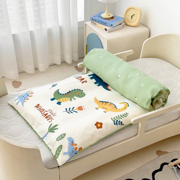 91家纺网 家纺一手货源 找家纺 吉咪兔家纺 2025新款全棉纯棉幼儿园三件套儿童被褥六件套宝宝午睡入园婴儿床床上用品 恐龙家族