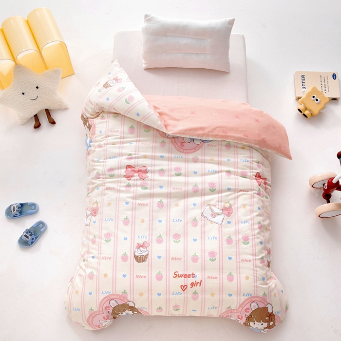 91家纺网 家纺一手货源 找家纺 吉咪兔家纺 2025新款全棉纯棉幼儿园三件套儿童被褥六件套宝宝午睡入园婴儿床床上用品 邻家女孩