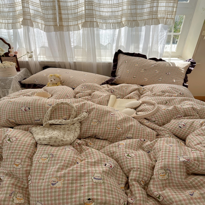 91家纺网 家纺一手货源 找家纺 顾里家纺 2025新款韩系花边皱皱纱四件套 复古西高地