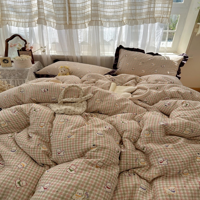 91家纺网 家纺一手货源 找家纺 顾里家纺 2025新款韩系花边皱皱纱四件套 复古西高地