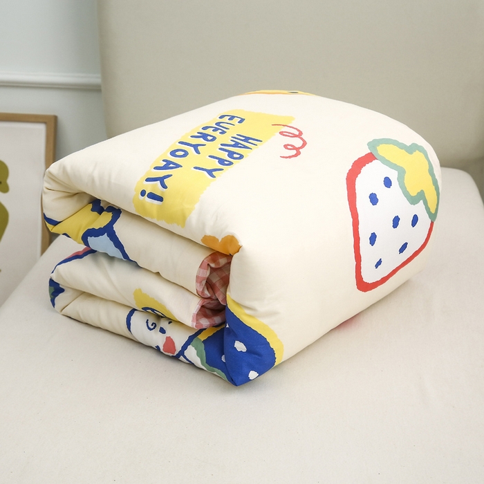 91家纺网 家纺一手货源 找家纺 吉咪兔家纺 2025新款全棉纯棉幼儿园三件套儿童被褥六件套宝宝午睡入园婴儿床床上用品 奶油草莓