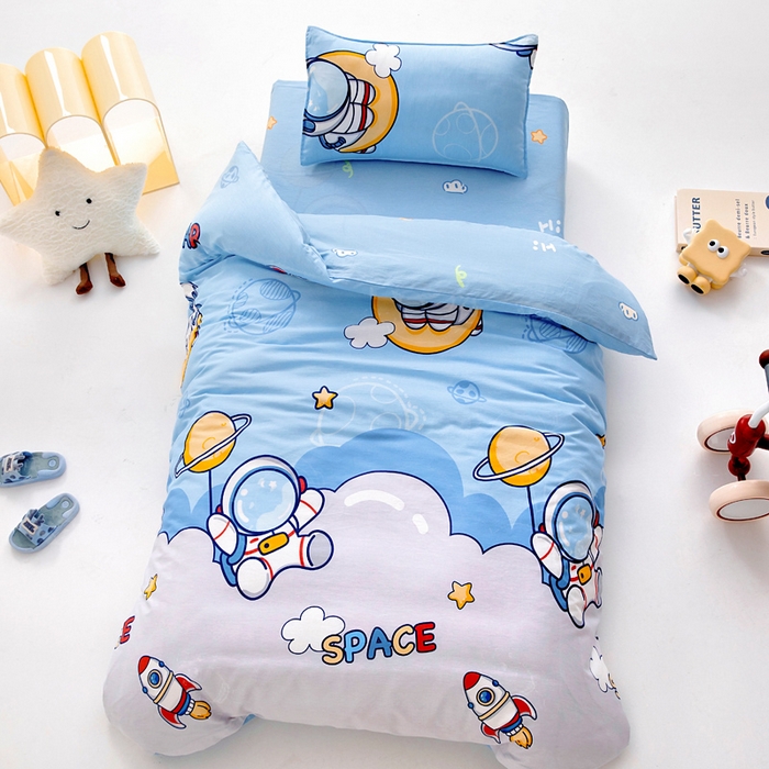 91家纺网 家纺一手货源 找家纺 吉咪兔家纺 2025新款全棉纯棉幼儿园三件套儿童被褥六件套宝宝午睡入园婴儿床床上用品 太空旅行