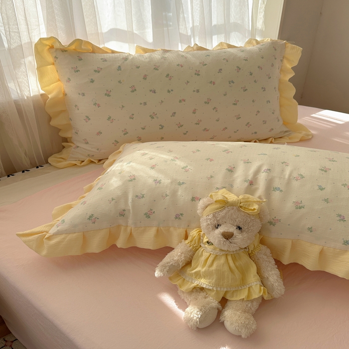 91家纺网 家纺一手货源 找家纺 顾里家纺 2025新款韩系花边皱皱纱四件套 韩系花花