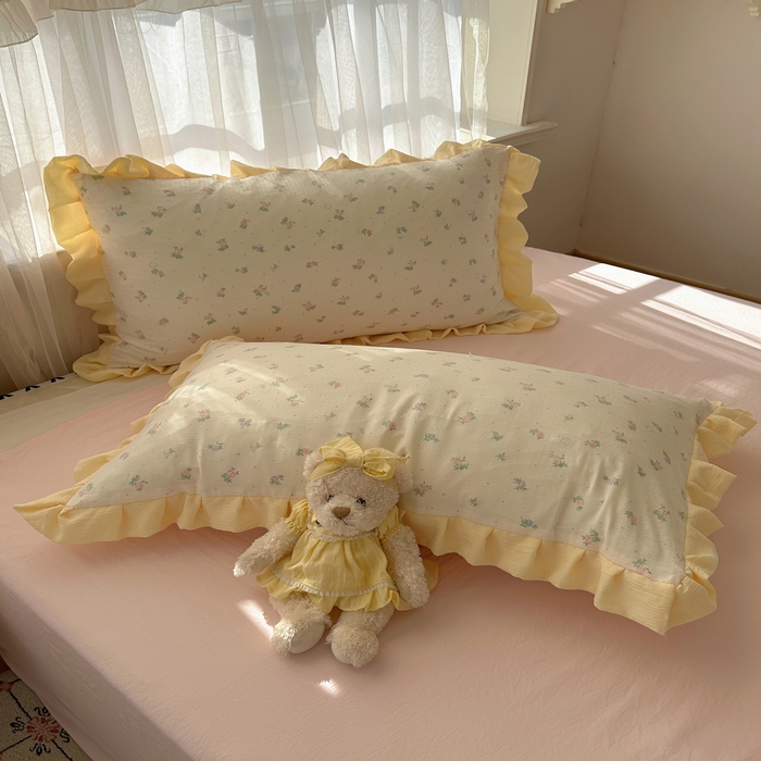 91家纺网 家纺一手货源 找家纺 顾里家纺 2025新款韩系花边皱皱纱四件套 韩系花花