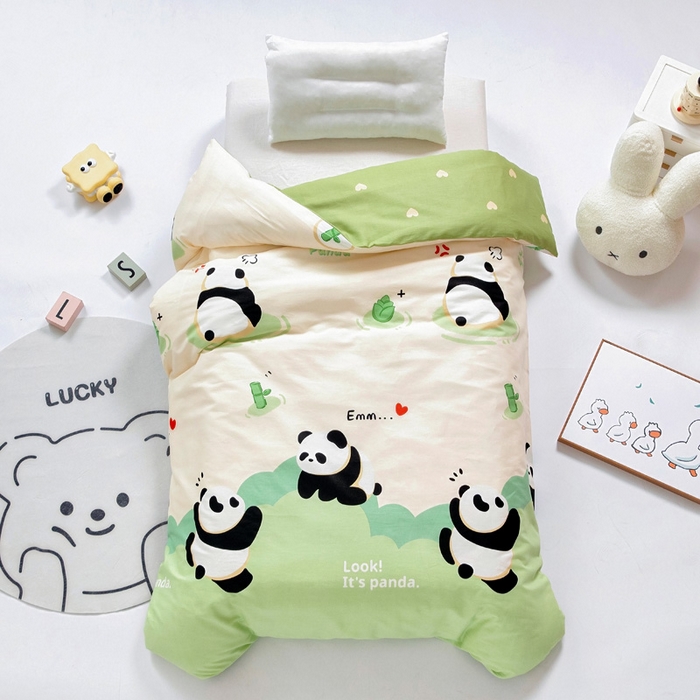 91家纺网 家纺一手货源 找家纺 吉咪兔家纺 2025新款全棉纯棉幼儿园三件套儿童被褥六件套宝宝午睡入园婴儿床床上用品 熊猫乐园