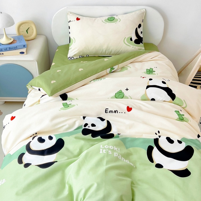 91家纺网 家纺一手货源 找家纺 吉咪兔家纺 2025新款全棉纯棉幼儿园三件套儿童被褥六件套宝宝午睡入园婴儿床床上用品 熊猫乐园
