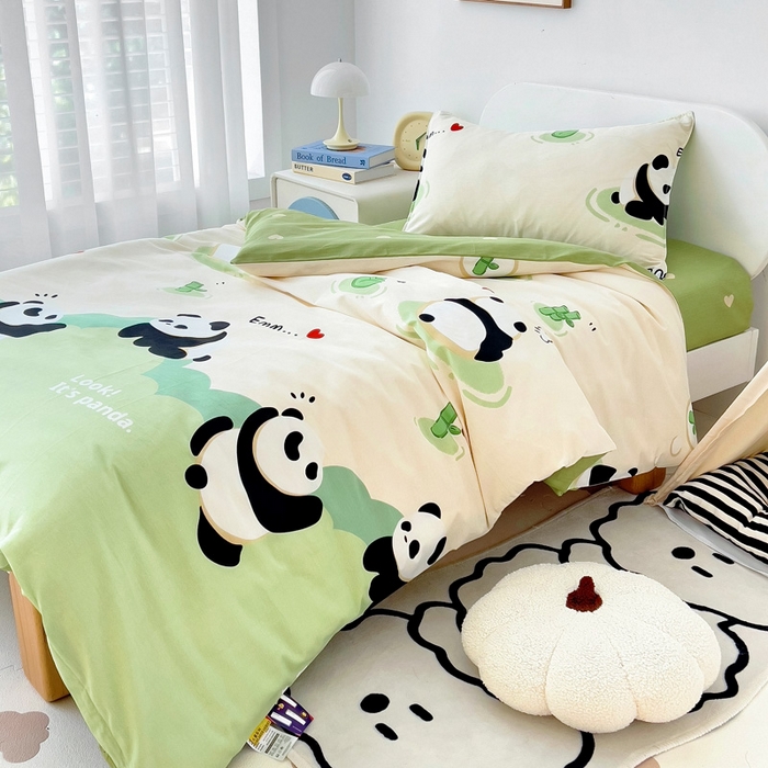 91家纺网 家纺一手货源 找家纺 吉咪兔家纺 2025新款全棉纯棉幼儿园三件套儿童被褥六件套宝宝午睡入园婴儿床床上用品 熊猫乐园