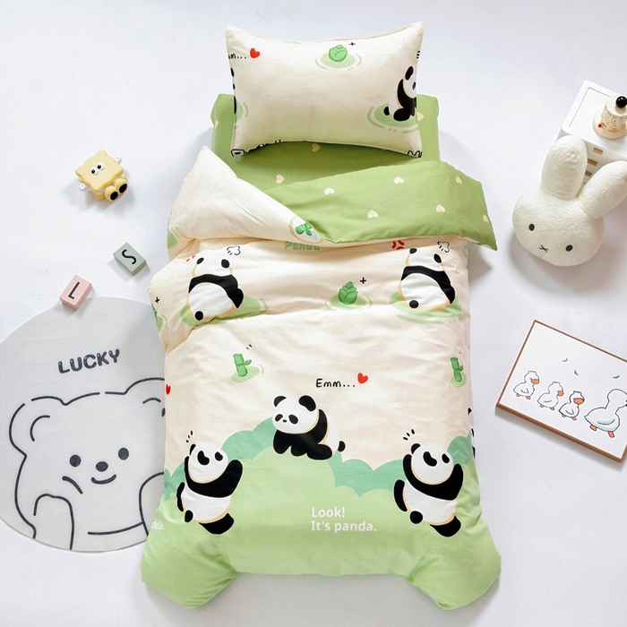 91家纺网 家纺一手货源 找家纺 吉咪兔家纺 2025新款全棉纯棉幼儿园三件套儿童被褥六件套宝宝午睡入园婴儿床床上用品 熊猫乐园