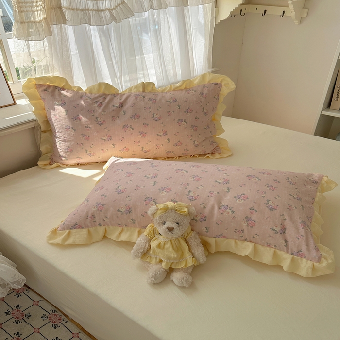 91家纺网 家纺一手货源 找家纺 顾里家纺 2025新款韩系花边皱皱纱四件套 花恋告白