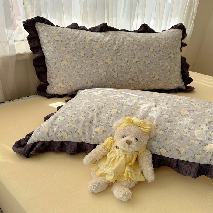 91家纺网 家纺一手货源 找家纺 顾里家纺 2025新款韩系花边皱皱纱四件套 末夏