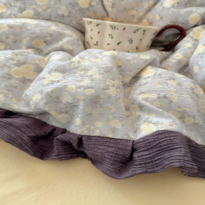 91家纺网 家纺一手货源 找家纺 顾里家纺 2025新款韩系花边皱皱纱四件套 末夏