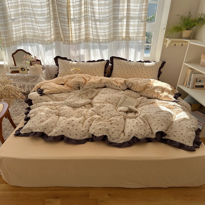 顾里家纺 2025新款韩系花边皱皱纱四件套 晴岛恋章