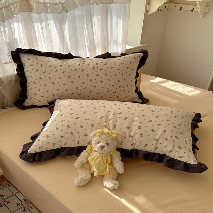 91家纺网 家纺一手货源 找家纺 顾里家纺 2025新款韩系花边皱皱纱四件套 晴岛恋章