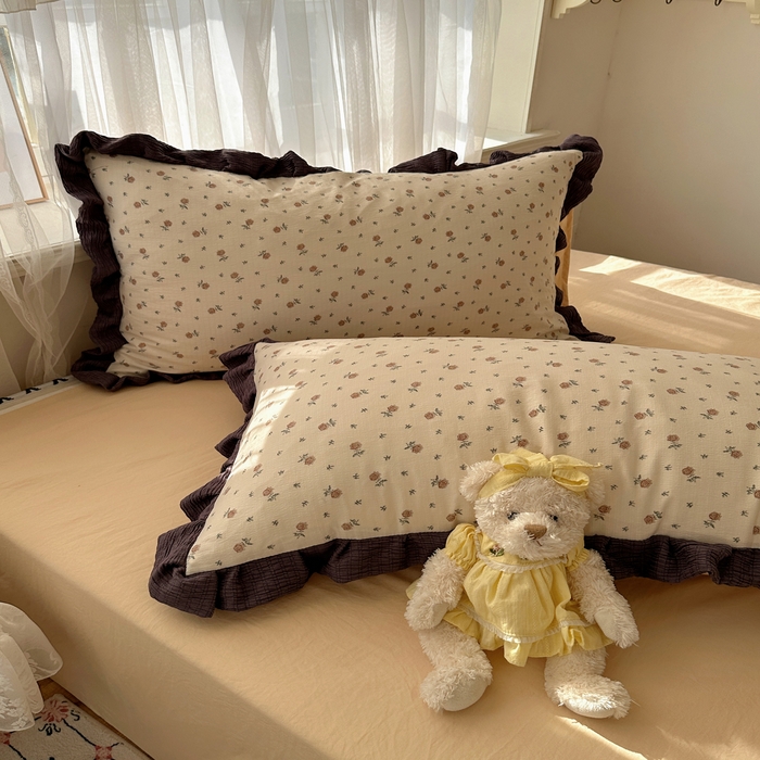 91家纺网 家纺一手货源 找家纺 顾里家纺 2025新款韩系花边皱皱纱四件套 晴岛恋章