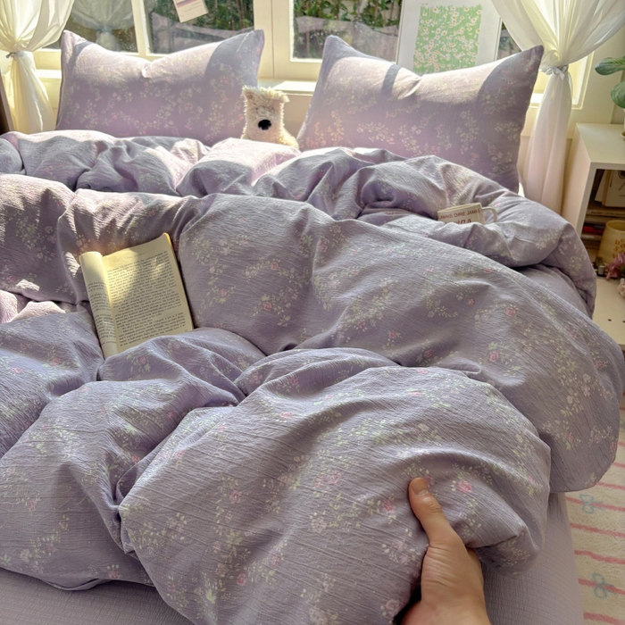 91家纺网 家纺一手货源 找家纺 （总）耀达家居 2025新款木棉A类有氧双层纱四件套小清新碎花床单宿舍三件套