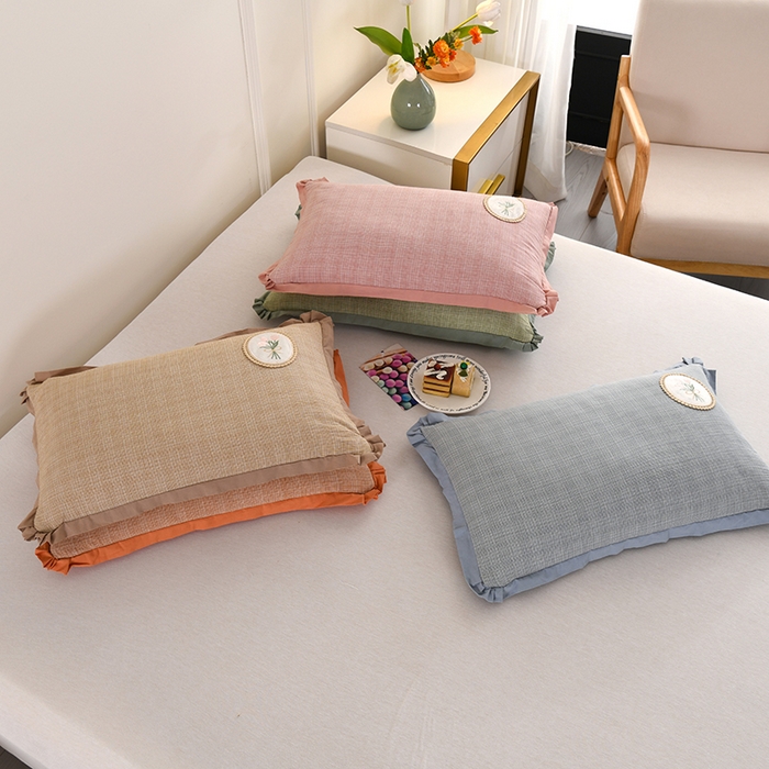 91家纺网 家纺一手货源 找家纺 （总）金牛枕芯 2025新款全棉纯棉单层纱荞麦枕枕头枕芯-郁金香饼