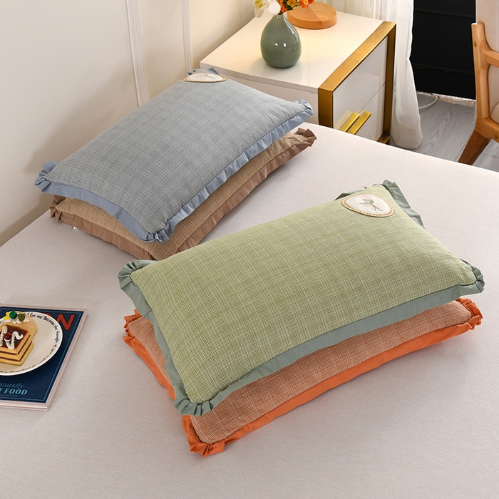 91家纺网 家纺一手货源 找家纺 （总）金牛枕芯 2025新款全棉纯棉单层纱荞麦枕枕头枕芯-郁金香饼