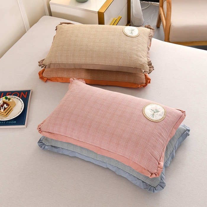 91家纺网 家纺一手货源 找家纺 （总）金牛枕芯 2025新款全棉纯棉单层纱荞麦枕枕头枕芯-郁金香饼