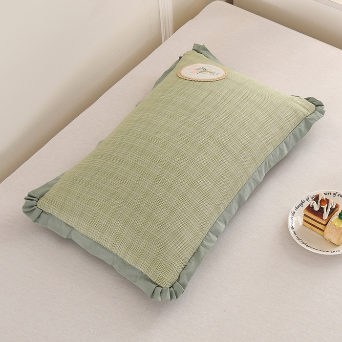 金牛枕芯 2025新款全棉纯棉单层纱荞麦枕枕头枕芯-郁金香饼 郁金香饼-绿色 35×55cm/只