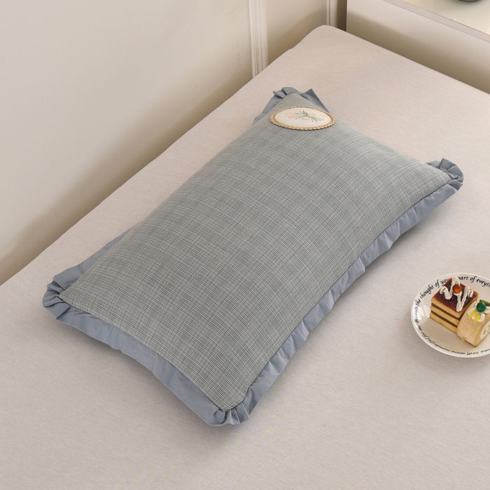 金牛枕芯 2025新款全棉纯棉单层纱荞麦枕枕头枕芯-郁金香饼 郁金香饼-蓝色 35×55cm/只