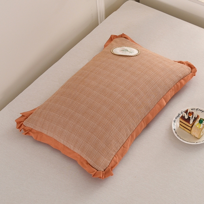 金牛枕芯 2025新款全棉纯棉单层纱荞麦枕枕头枕芯-郁金香饼 郁金香饼-橘色 35×55cm/只