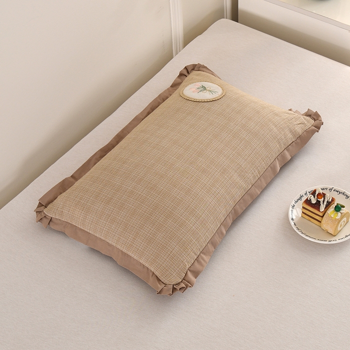 金牛枕芯 2025新款全棉纯棉单层纱荞麦枕枕头枕芯-郁金香饼 郁金香饼-棕色 35×55cm/只