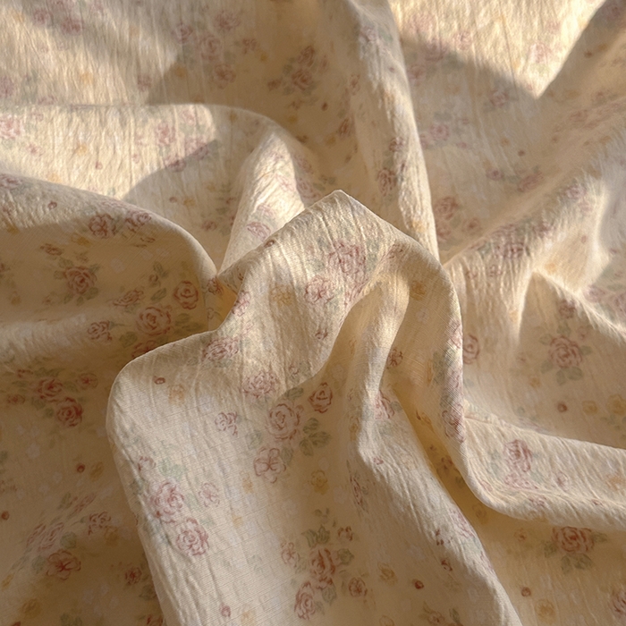 91家纺网 家纺一手货源 找家纺 耀达家居 2025新款木棉A类有氧双层纱四件套小清新碎花床单宿舍三件套 露丝