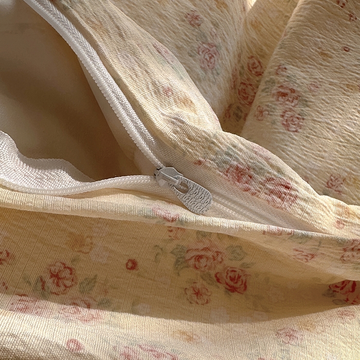 91家纺网 家纺一手货源 找家纺 耀达家居 2025新款木棉A类有氧双层纱四件套小清新碎花床单宿舍三件套 露丝