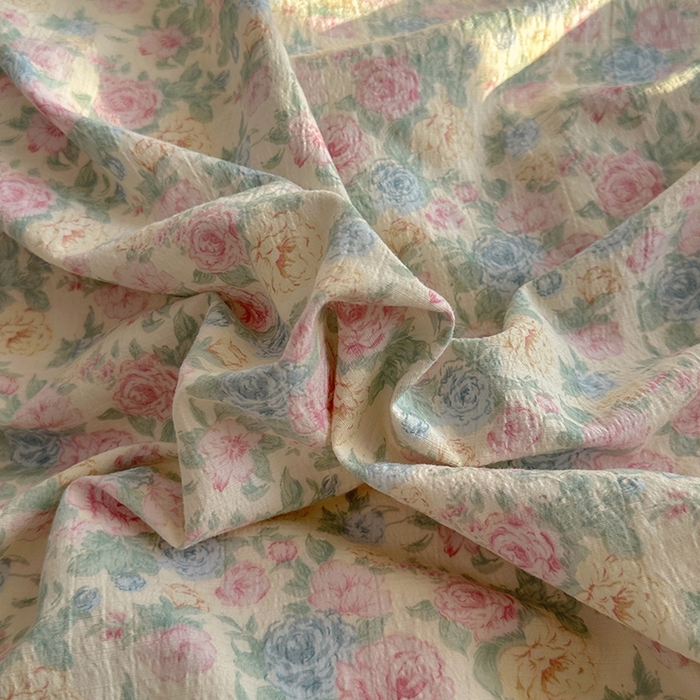 91家纺网 家纺一手货源 找家纺 耀达家居 2025新款木棉A类有氧双层纱四件套小清新碎花床单宿舍三件套 情书