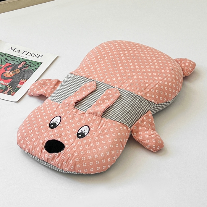 91家纺网 家纺一手货源 找家纺 亦帆枕芯 2025新款全棉纱布全荞麦壳枕小狗旺财成人学生儿童枕芯加枕套 旺财-粉 30x50cm苦荞款/只