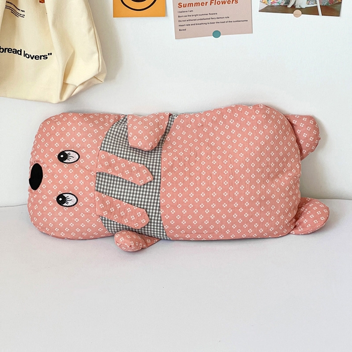 91家纺网 家纺一手货源 找家纺 亦帆枕芯 2025新款全棉纱布全荞麦壳枕小狗旺财成人学生儿童枕芯加枕套 旺财-粉 30x50cm苦荞款/只