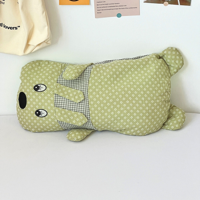 91家纺网 家纺一手货源 找家纺 亦帆枕芯 2025新款全棉纱布全荞麦壳枕小狗旺财成人学生儿童枕芯加枕套 旺财-绿 30x50cm甜荞款/只