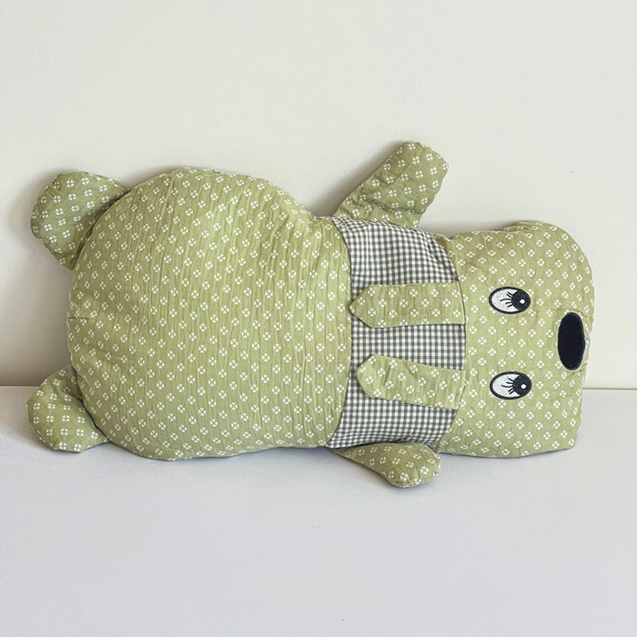 91家纺网 家纺一手货源 找家纺 亦帆枕芯 2025新款全棉纱布全荞麦壳枕小狗旺财成人学生儿童枕芯加枕套 旺财-绿 30x50cm甜荞款/只