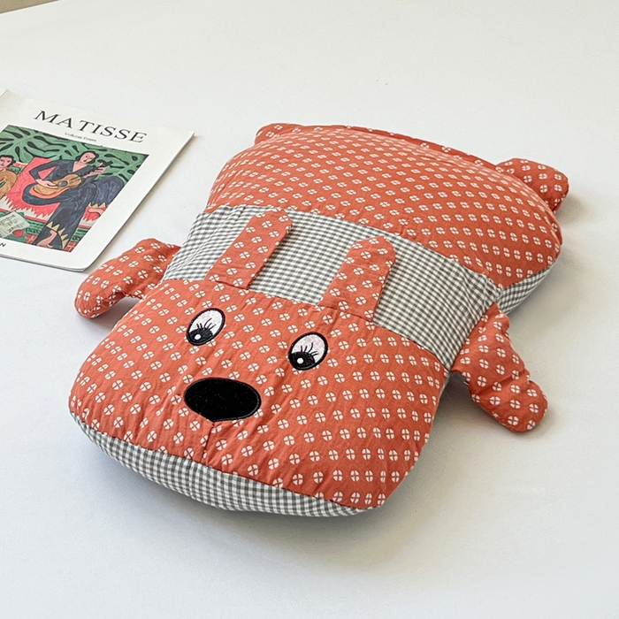 91家纺网 家纺一手货源 找家纺 亦帆枕芯 2025新款全棉纱布全荞麦壳枕小狗旺财成人学生儿童枕芯加枕套 旺财-橘红 30x50cm苦荞款/对